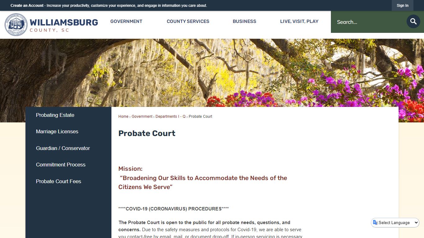 Probate Court | Williamsburg County, SC - South Carolina