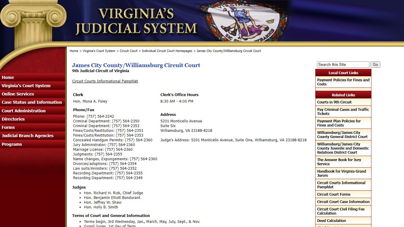 James City County/Williamsburg Circuit Court - Judiciary of Virginia